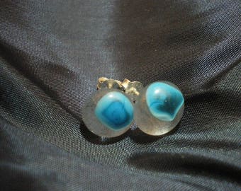 Transparent turquoise glass earrings
