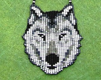 Native American Wolf, Seed Beaded Wolf Necklace. Spirit Animal Necklace.