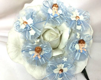 12 Light Blue or Pink Baby Boy or Girl Baptism Capia Favor Corsage Chest Favors