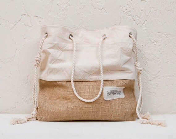 Jute Burlap Beach Bag The Sandbag Large Beach Tote