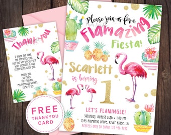 Flamingo invitation, Flamingo party, pool party, pool party invitation,fiesta birthday invitation,cactus flamingo invitation,flamingo fiesta