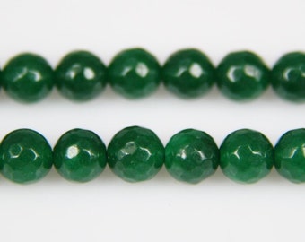 4-14mm size Choice Dark Green Malaysian Jade Faceted Rounds,15.5 inches Strand Jade Gem Stone Loose Beads for Jewelry Making Supplies
