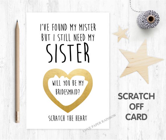will you be my bridesmaid scratch card, will you be my maid of honour scratch off card, i've found my mister, funny bridesmaid card