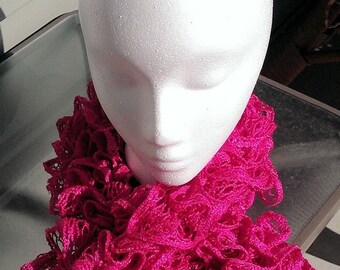 Hot Pink Valentine Ruffled Scarf