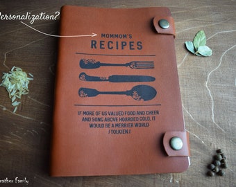 Personalized cookbook/Leather recipe book/Custom recipes/Birthday gift/3rd anniversary gift/Gift for mum