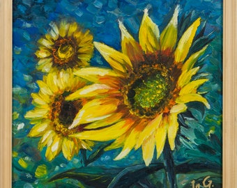 Oil painting like Van Gogh "Sunflowers" , FREE SHIPPING