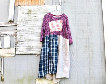 Summer Dress, Womens Tunic, Upcycled Clothing, Tshirt Dress, Spring Dress, Plus Size Dress, Floral, Tunic, Upcycled Dress, CreoleSha