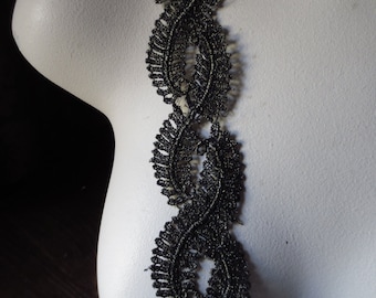 Black Gold Lace Trim for Appliques, Reenactment, Regency, Couture CL 5027