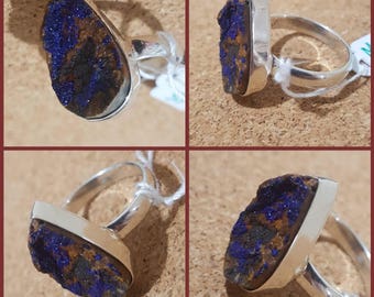 Malachite Druzy Ring SZ 9.5 925 Solid Sterling Silver