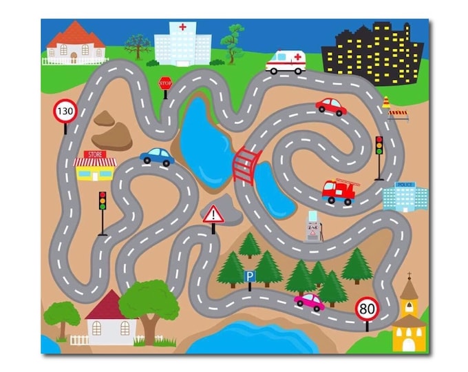 Car Play Set - Toy Playmat - Car Playmat - Preschool Activities - Kid's Party Favors - Montessori - Pretend Play - Travel Toys - Kids Gifts