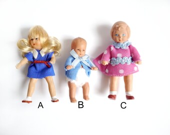 Vintage Dolls Dollhouse dolls Baby Mini dolls 60s GDR collectibles German vintage Dolls Miniature Refr: 1742