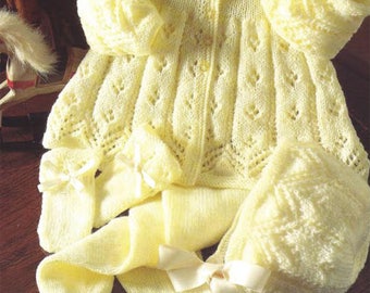 PDF Instant Download Baby Pram Set Knitting Pattern 16/22 inch 4 ply (28)