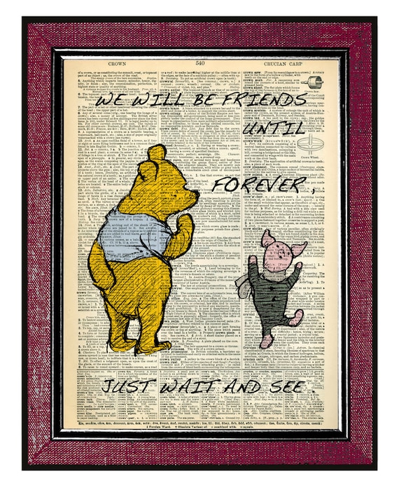 Items similar to WINNIE The POOH and PIGLET Wall Hanging Book Page Art