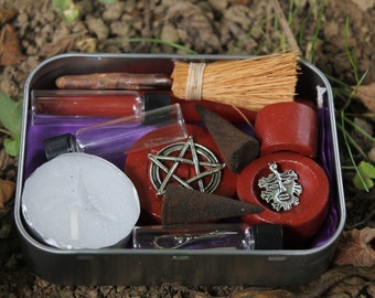 Pagan altar kit, pocket altar box, travel altar, portable altar kit, wiccan altar kit, pagan altar set, starter set for your wiccan supplies