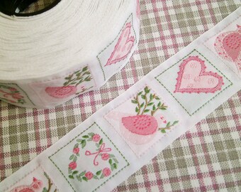1 m Woven Ribbon "Bird & Heart" 30 mm w. Dirndl Oktoberfest