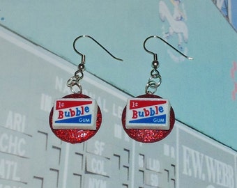 Handcrafted Novelty 1 Cent Bubble Gum Dangle Pierced Earrings