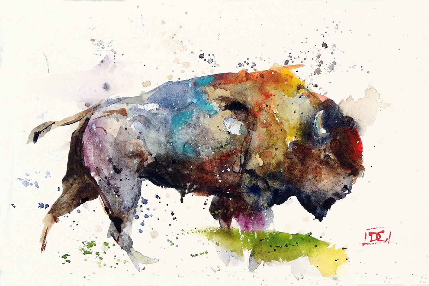 BUFFALO Bison Watercolor Print by Dean Crouser