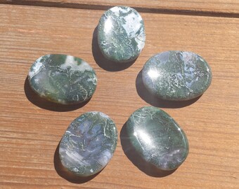 MOSS AGATE Worry Stone Natural Stone Hand Carved Gemstone Worry Stone