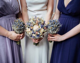 Spring wildflower bridal bouquet, pink and purple bridal bouquet, rustic wedding, dried flower bouquet, spring bridal bouquet