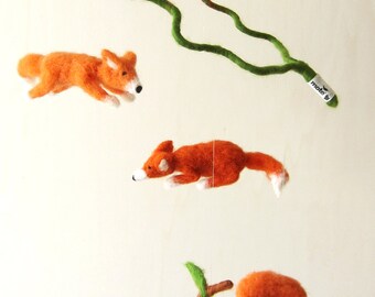 flying foxes - decorative mobile - needle felted