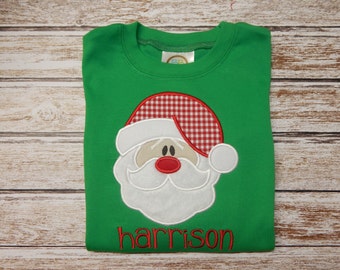 Boys CHRISTMAS Shirt; Santa Shirt; Boys green shirt; Boy Santa; SHIPS 3-5 days