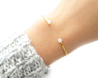 SALE - Two Stone Open Cuff Bracelet - 2002