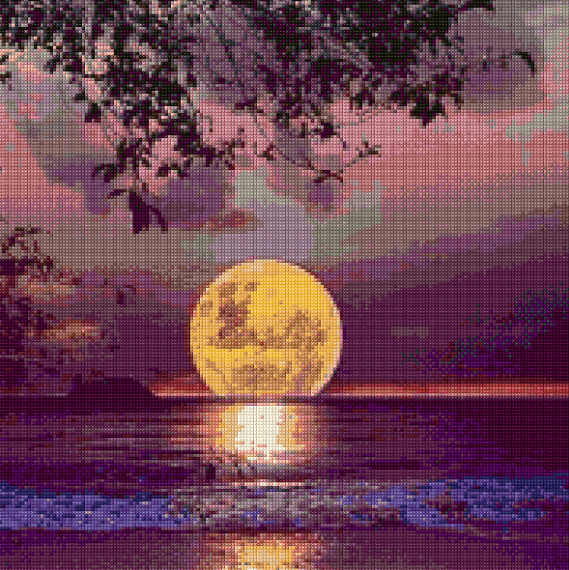 Twilight Moon Over Water Cross Stitch pattern PDF Instant