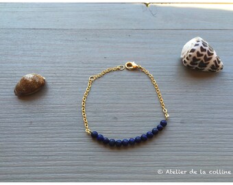 Lapis Lazuli and gold chain bracelet