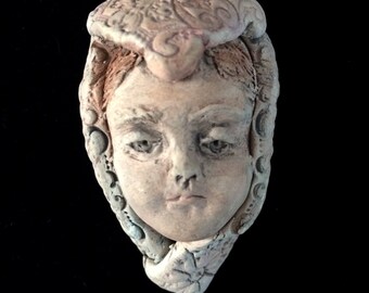Sale OOAK Sculpted Head Cabochon of a Young Girl