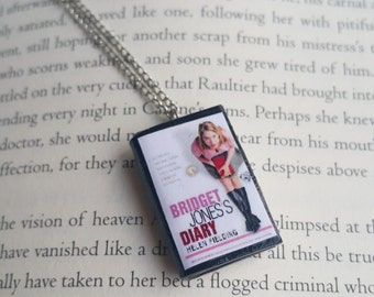 Bridget Jones's Diary Handmade Mini Book Necklace / Clay Miniature Books Jewelry - Book Lover Gifts (SKU: FN2-18)