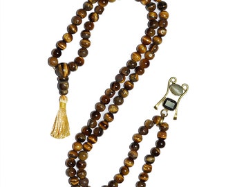 Unique Buddhist Kundalini Pendent Mala Beads Tiger Eye Healing Stones Powerful Yoga Necklace