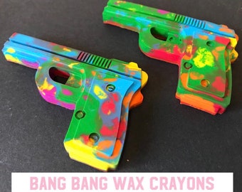 Bang Bang Rainbow Wax Crayons-Handmade Gun Shaped- Colouring In/Artist Gift/Mindfulness Colouring/Drawing/Art Therapy/Kawaii/Kitsch