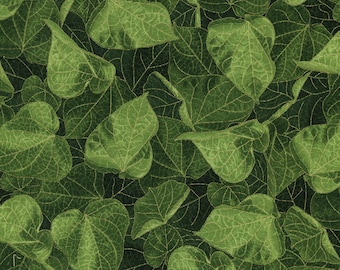 Packed Leaves Green Gold Glory Chong-a Hwang Timeless Treasures Fabric 1 yard