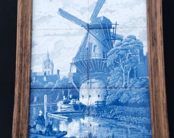 Dutch Delft Blue Tile tableau-' years 60-