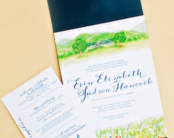 Watercolor Digital Invitation Suite with Custom Sticker