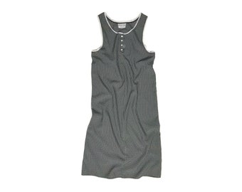 Vintage 90s Black Gingham Henley Tank Dress