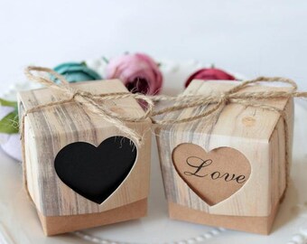 Rustic Wedding Favor Box, Bridal Shower Favors - Kraft Engagement Party Favors, Wedding Kraft Box - Rustic Wedding Candy, Rustic Kraft Box