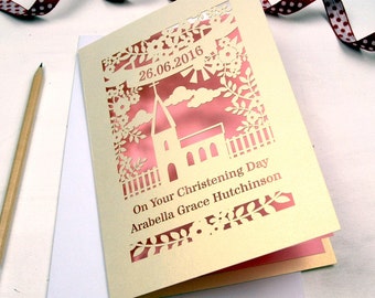 Personalised Papercut Floral Christening Card, sku_floral_christening