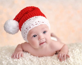 0 to 3m Newborn Christmas Hat, Baby Santa Hat, Boy Girl Photo Props, Newborn Santa Hat, Newborn Baby Hat, Photo Prop Prop,