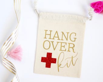 Hangover Kit Bag - Hangover Bachelorette Party Favor - Bachelorette Party - Muslin Bag - Hangover Pouch - Hangover - No Regrets