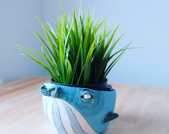 Ceramic Planter - Flower Pot - Ceramic Pot - Ceramic Pot - Succulent Planter - Handmade Pottery - Flowerpots - Plant Pot - Whale - Sealover
