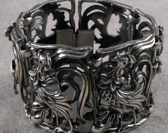 Vintage Napier Silver Rooster Theme Bracelet