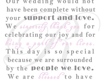 Wedding Thank You Card - Napkin Insert Cards or Wedding Favor