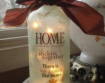 Wine bottle lights,mom,sisters,wine bottle lamps,wine bottles with lights,home,family, recycled wine bottles