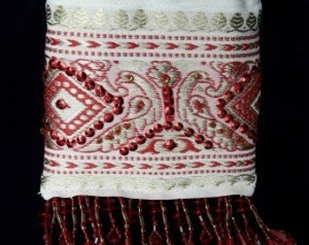 MiniPurse, Red/Gold/Beige Sequin