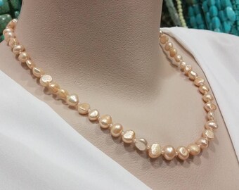 Golden Yellow Freshwater Pearl Necklace - 19 Inches Long