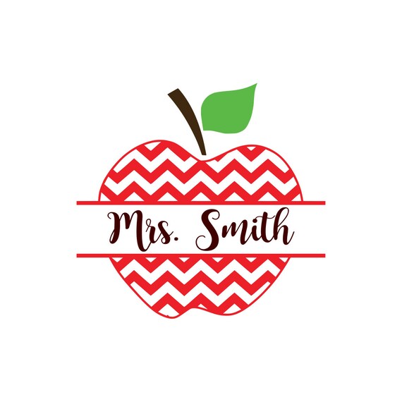 Download Teacher Cut File Chevron Teacher Apple Split Monogram Font