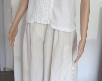 Shabby white linen blouse