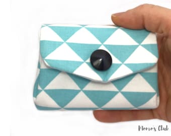 Coin Purse-Smart Wallet-coin Purse-Cash System-Portaspicci with white and celestial triangles