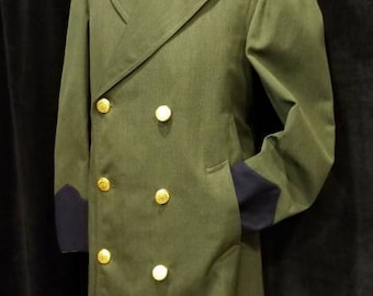Vintage ~ Double Breasted ~ Men's ~ Boarder ~ Patrol ~ Overcoat ~ Great Quality ~ Incredible Condition ~ L@@k!!!